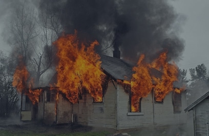 house damaged with fire