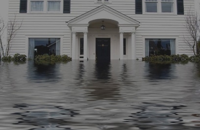 house damaged with flood