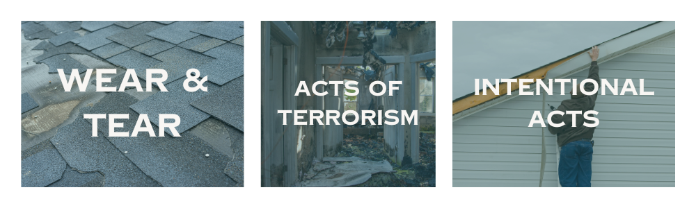 Insurance Policy Exclusion terms to know: wear and tear, acts of terrorism, intentional acts