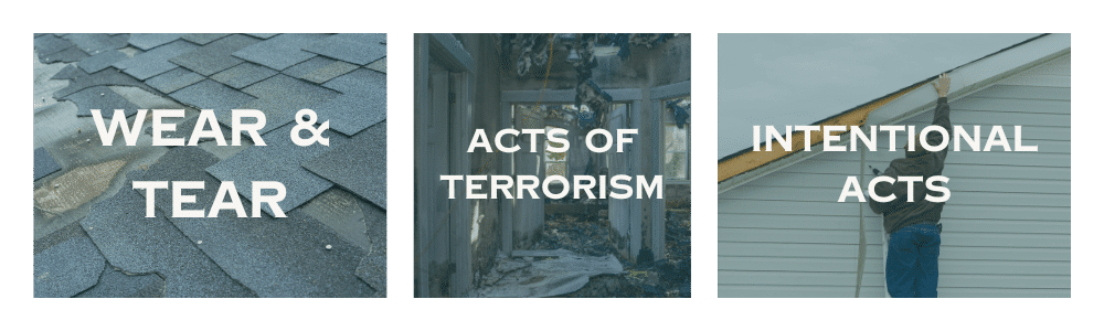 Insurance Policy Exclusion terms to know: wear and tear, acts of terrorism, intentional acts